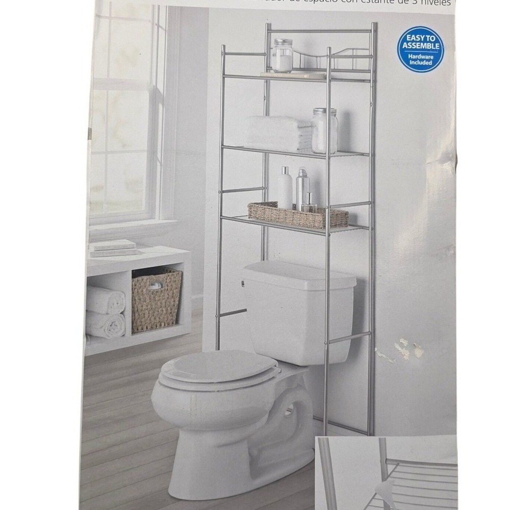 Mainstays 3-Shelf Bathroom Space Saver Satin Nickel Steel Frame Organizer